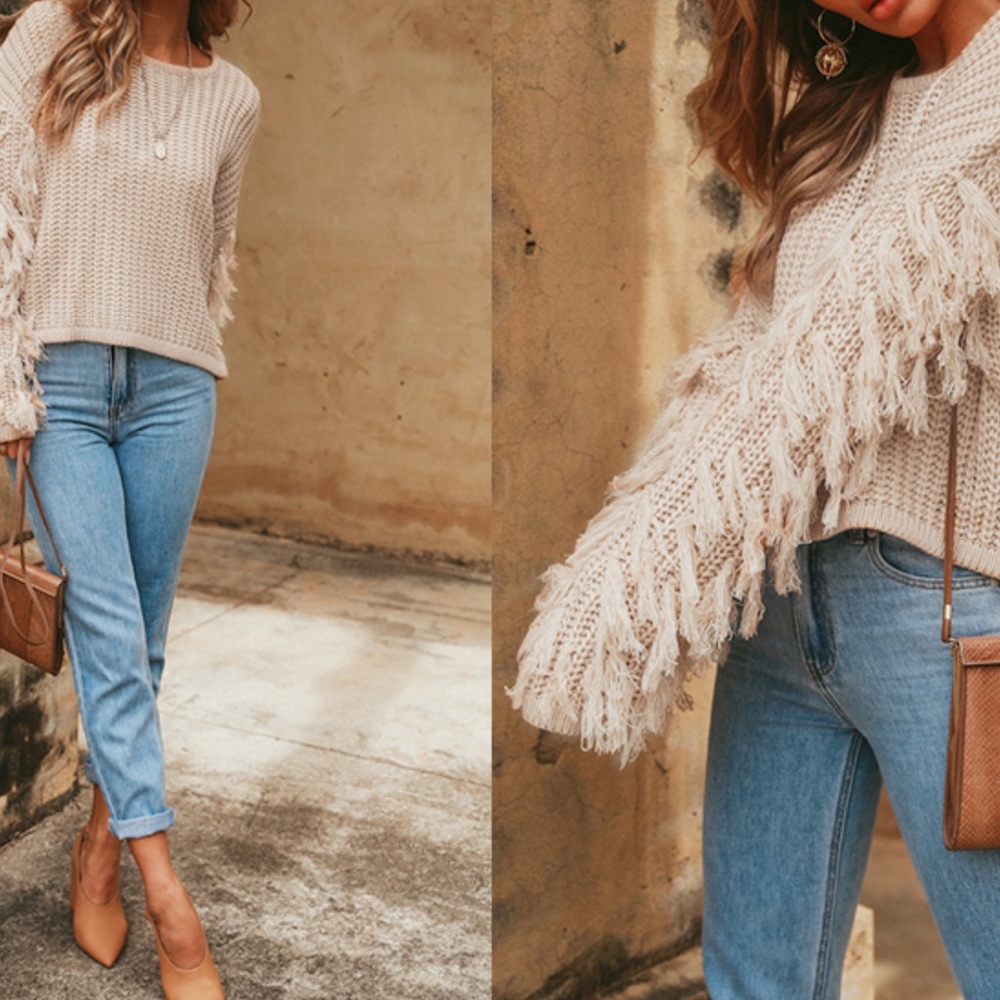 Gorgeous Fringe Sleeve Sweater - Picture 3 of 8